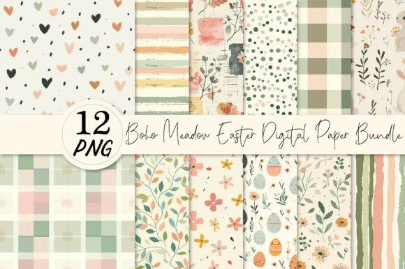 Boho Meadow Easter Digital Paper Bundle Guide