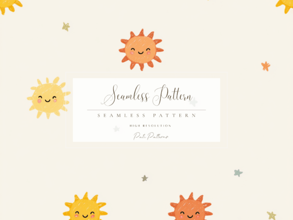 Bring Your Designs to Life with a Cute Sun and Star Seamless Pattern PNG