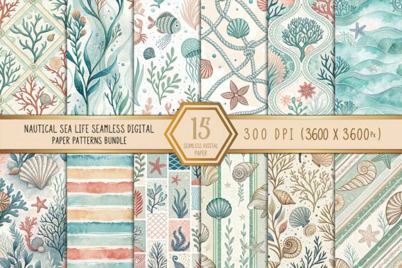 Bringing the Ocean to Life with Nautical Sea Life Seamless Digital Paper