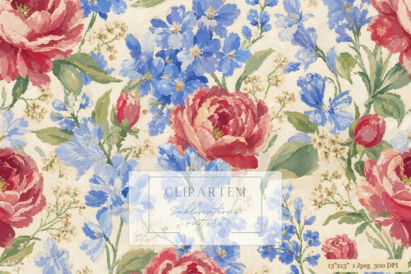 Discovering the Timeless Charm of Red Peony and Blue Floral Surface Patterns