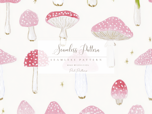 Elevating Brand Narratives with the Pink Mushroom Seamless Pattern PNG for Kids and Cottagecore Aesthetics