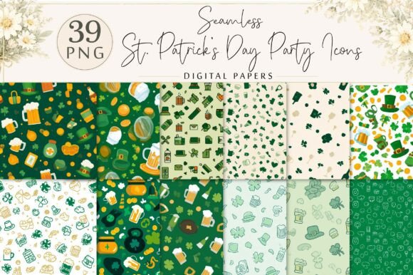 Elevating Your St. Patrick's Day Projects with High-Resolution Party Icons Patterns