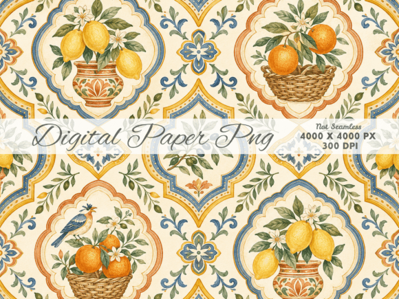 Evaluating Mediterranean Citrus Tile Digital Paper for Creative Projects