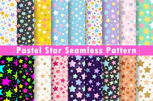Pastel Star Seamless Pattern Bundle for Creators