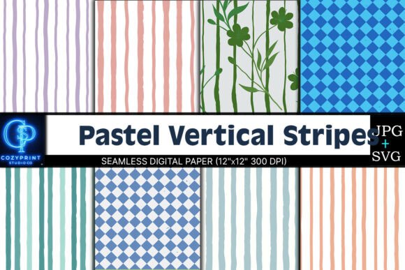 Pastel Vertical Stripes Digital Paper for Modern Design