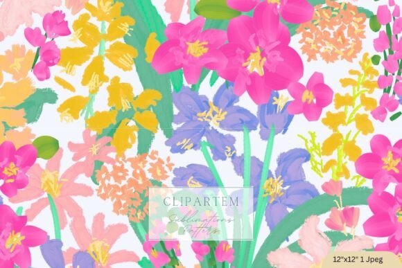 Pink Blue Floral Seamless Pattern Meadow Guide