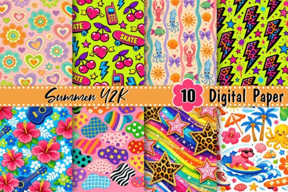 Summer Y2K Digital Paper: A Nostalgic Design Tool