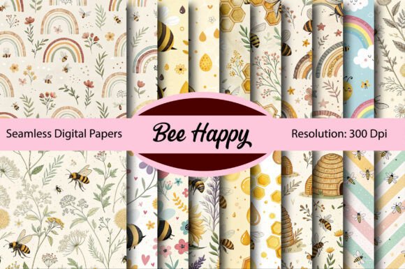 Unlock Creative Potential with Bee Happy Seamless Digital Paper