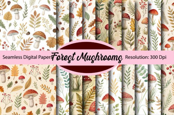 Unlocking Creative Potential with Forest Mushrooms Seamless Digital Paper