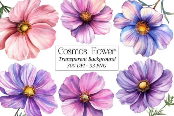 Unlocking Creative Potential with Watercolor Spring Cosmos Flower Clipart