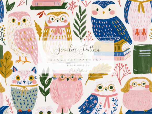 Unlocking Creative Potential with Whimsical Pink and Blue Owls Seamless Pattern PNG