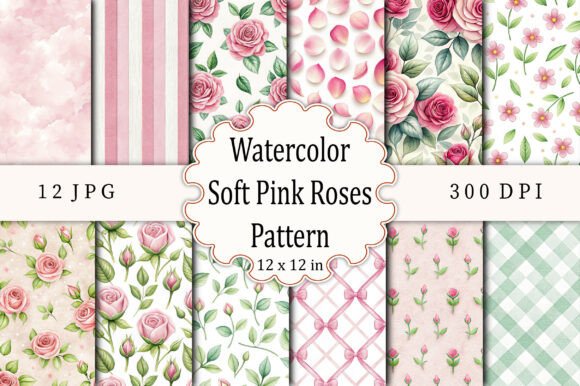 Watercolor Soft Pink Roses Pattern